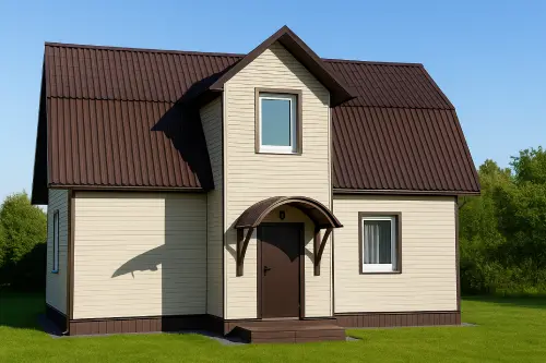 Отделка фасада имитацией бруса блочного дома