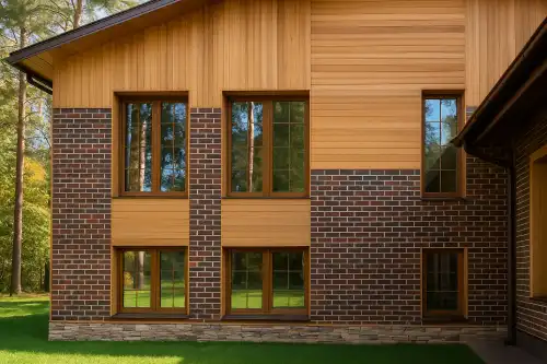 Отделка фасада имитацией бруса каркасного дома